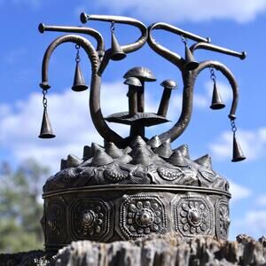 Vintage Forest Fairy Mushroom Crown aka Miao Ceremonial Low Silver Headdress